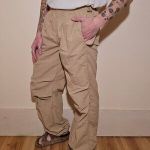 Tan Parachute Pants Baggy Utility Trousers - Gorpcore Y2K Techwear